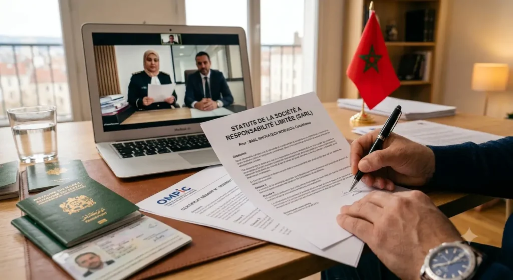 créer une société au Maroc par un MRE avec documents juridiques, statuts et certificat négatif OMPIC